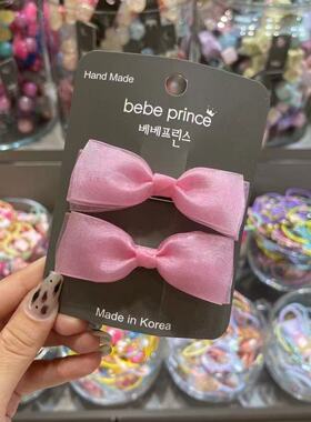 6.1韩国bebeprince儿童发饰精致纯色蝴蝶结发夹边夹