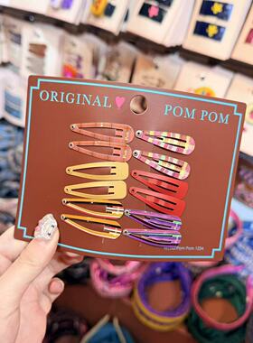 12.3韩国pom新款2025儿童彩色格纹掰掰夹边夹发夹套组