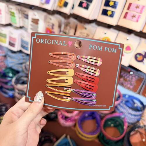 12.3韩国pom新款2025儿童彩色格纹掰掰夹边夹发夹套组