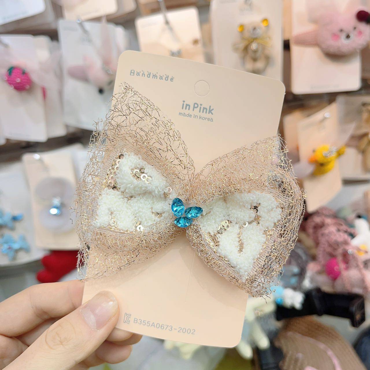 1直播韩国inpink儿童可爱水钻花朵网纱樱桃小熊发夹发卡对夹