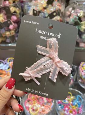 6.29韩国bebeprince儿童发饰薄纱花边蝴蝶结发夹边夹