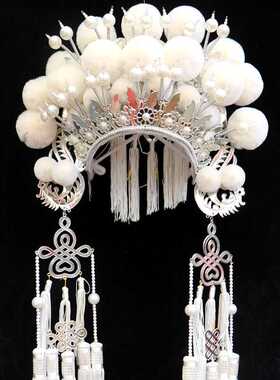 白色凤冠帽 国潮主题摄影 古装凤冠霞帔 俏佳人凤冠头饰帽子