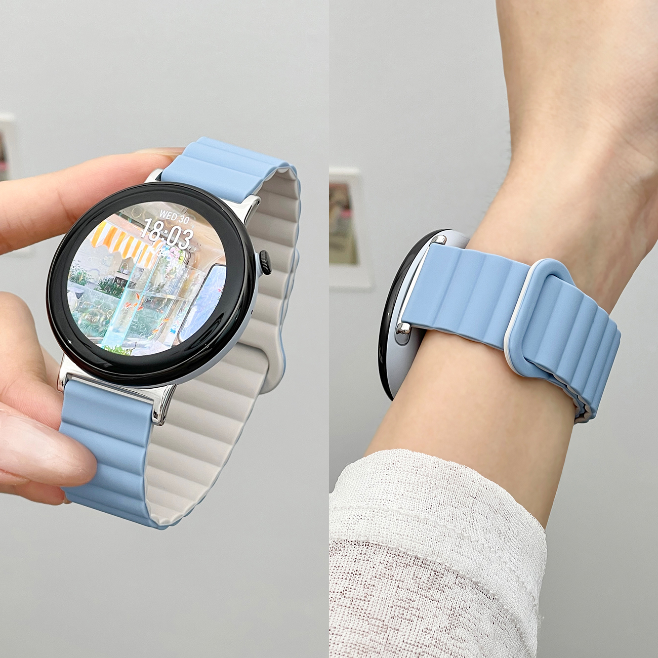 适用于荣耀智能手表FIT雅致款活力版表带IVY-B39亲肤软硅胶锁环磁吸替换带男女明星同款高颜值ins风表链配件