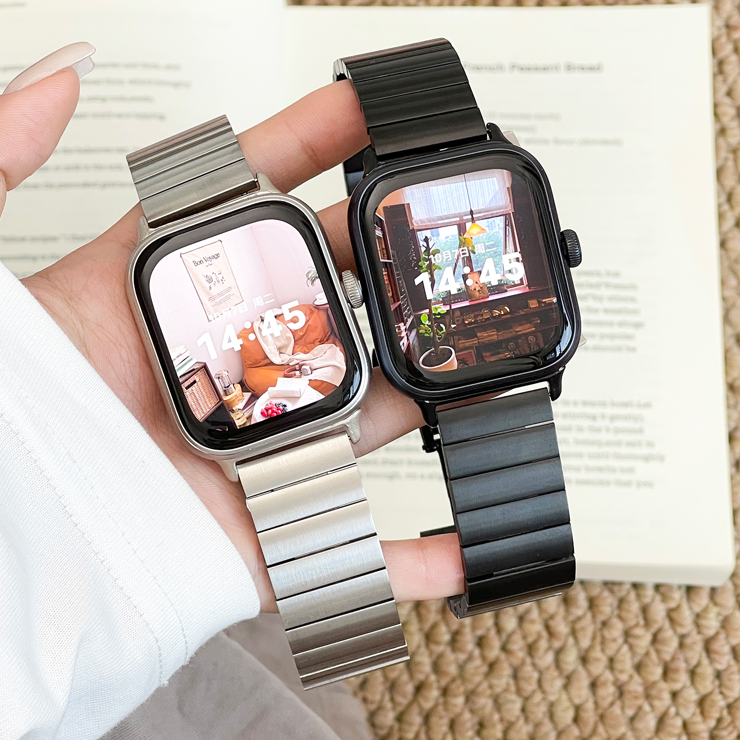 适用VIVO watch GT表带金属不锈钢eSIM版通用蓝牙版实心精钢竹节款加长一株替换腕带iQOOwatchGT手表链配件