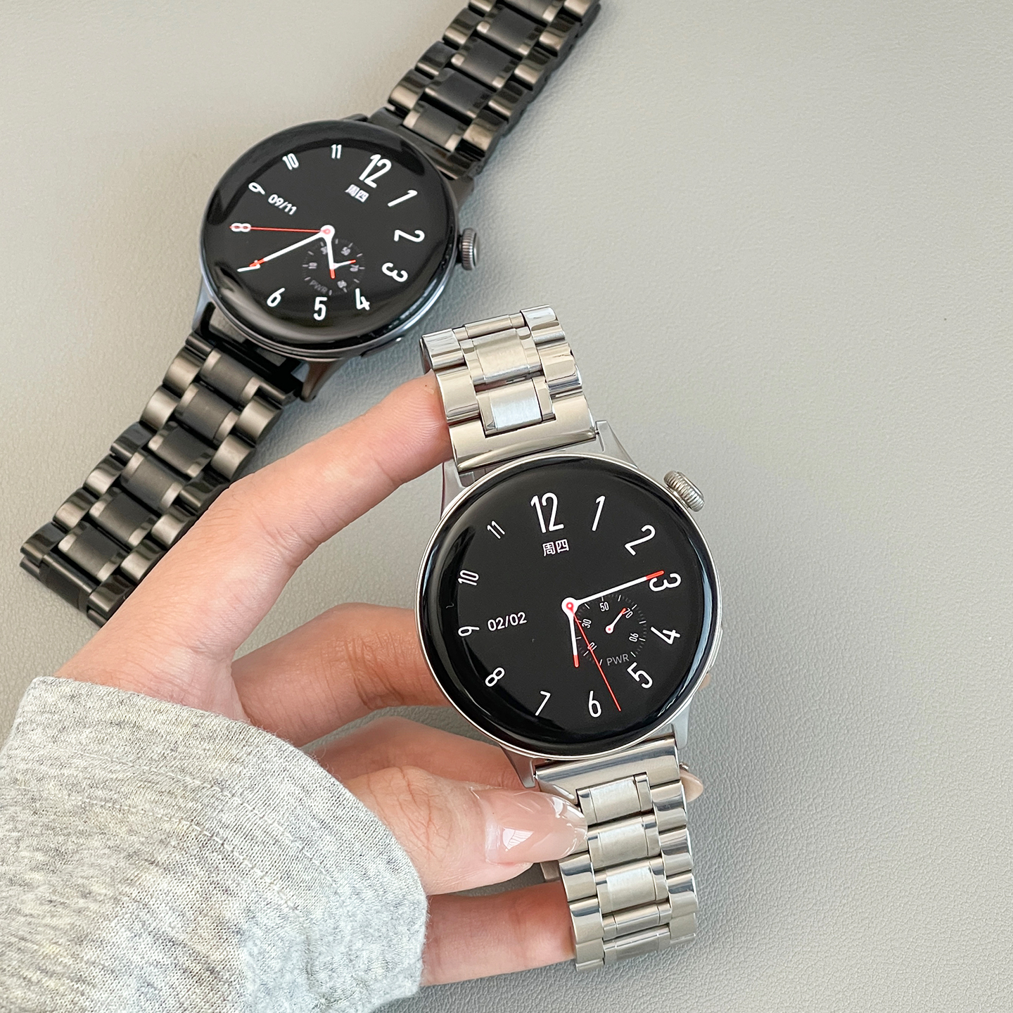 适用vivo watch5表带金属不锈钢实心精钢五株款iqoowatch替换腕带vivo智能手表3代新款WA2356C钢带手表链配件