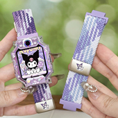 Z10 Z8少年版 D3S 适用小天才儿童手表Z9卡通豆蔻紫表带Z11 Y06 Z7A印花壳弹力磁扣替换带Q1 Y8配件