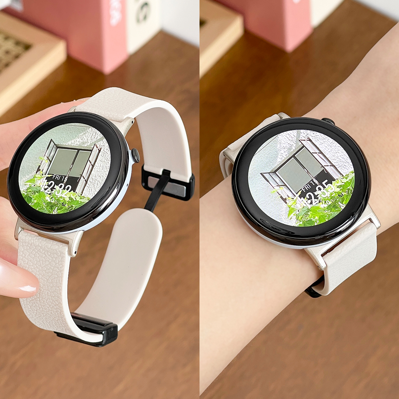 适用荣耀手表FIT表带智能运动手表FIT活力版/雅致版新款硅胶荔枝皮纹折叠磁吸扣替换带IVY-B39时尚高颜值腕链