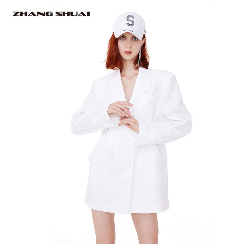 张帅原创设计交叉收腰西服裙