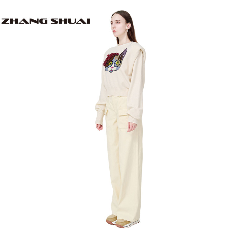 ZHANGSHUAI重工机绣羊绒衫