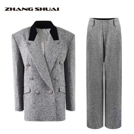 ZHANG SHUAIZHANGSHUAI张帅原创设计新款烫钻拼领西服套装