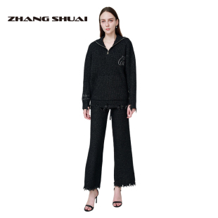 女 金银丝直筒针织裤 ZHANGSHUAI张帅原创设计师品牌2023秋季 新款