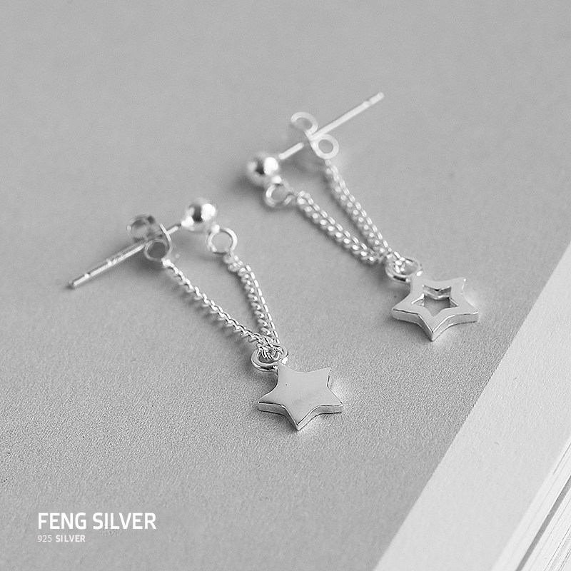 星星耳环纯银耳线银女小众