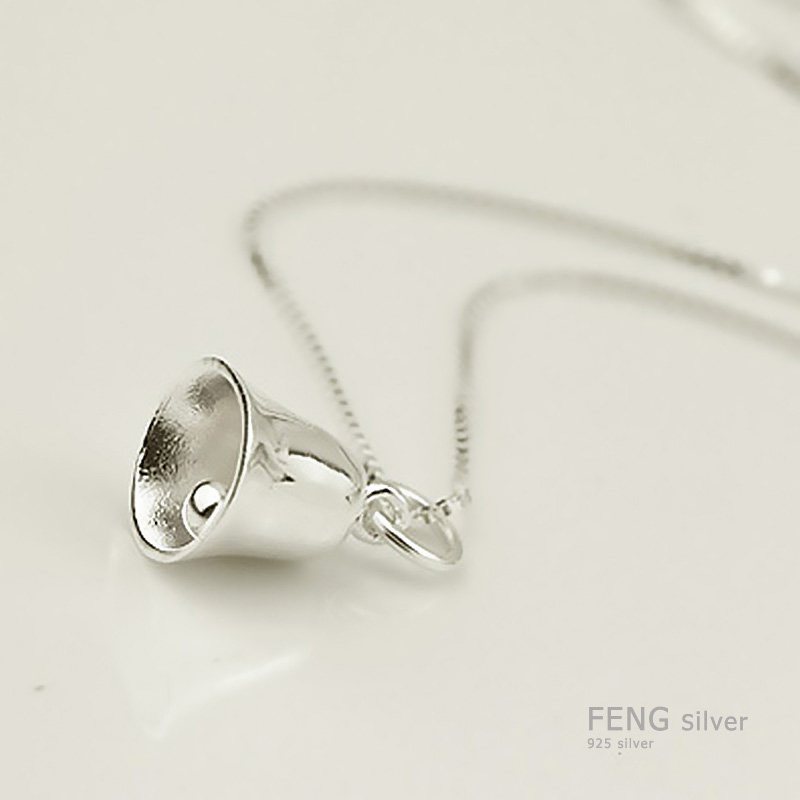 烽之银s925纯银女项链 韩国铃铛吊坠短款锁骨链 免费刻字饰品礼物