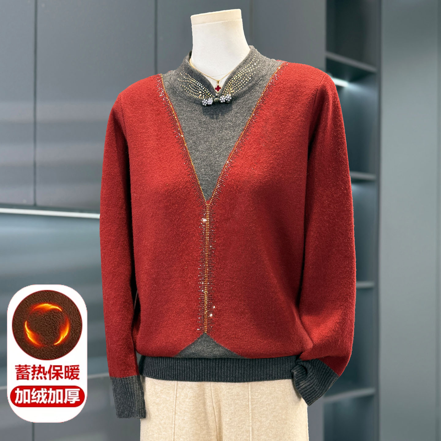 新中式时尚妈妈装中老年女装毛衣