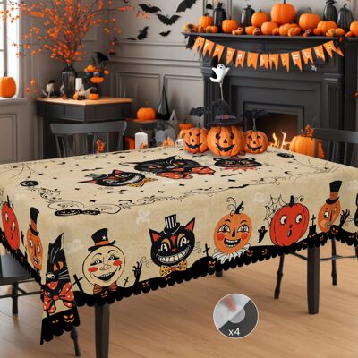 1 Halloween Themed Tablecloth, Retro Farmhouse Style, Funny