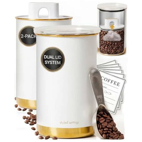 Vacuum Coffee Container Set 2 Piece Coffee Jars with Lids fo