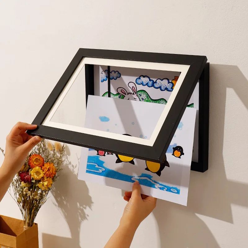 Kids Art Frames Magnetic Front Open Changeable Display Home