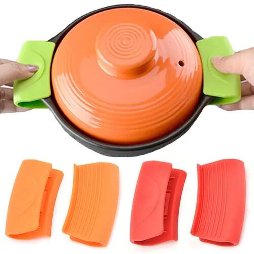 2PCS Silicone Gloves Non Stick Heat Resistant Pot Clip Holde