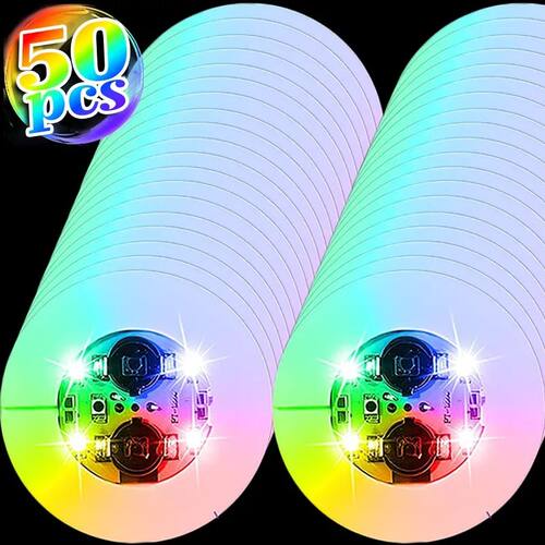 50/1x LED Coaster Sticker Luminous Drinking Glass Cup Pads L