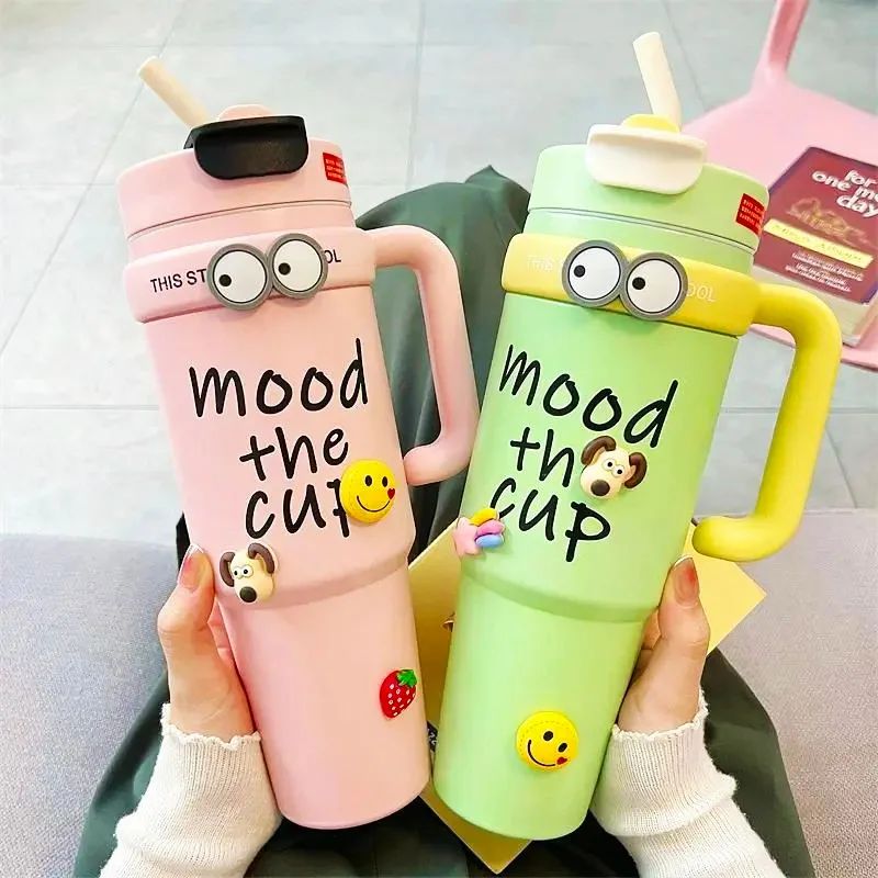 1000ML Thermal Water Bottle 32oz Large Capacity With Straw S