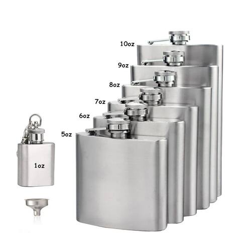 1 4 5 6 7 8 9 10 oz Stainless Steel Hip Flask with Funnel Po