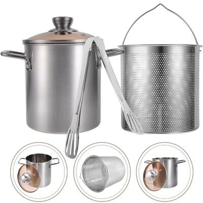 3L Deep Fryer Pot Stainless Steel Frying Pot With Mesh Steam