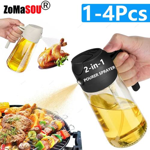 1-4Pc 2-in-1 Sprayer Pourer Oil Empty Bottle Plastic Oil Con