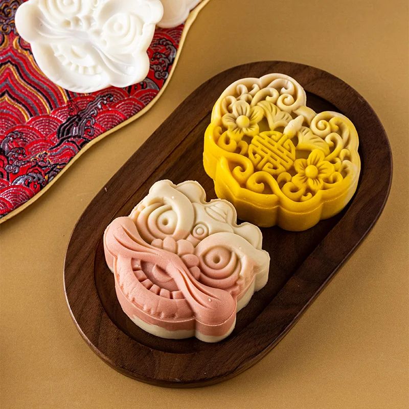 3DMooncake Mold 30g/50g/75g National Tide Style Lion Pattern