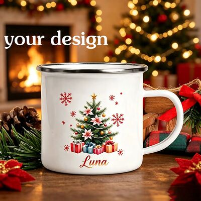 Customized Name Child Christmas Mug Santa Deer Print Mug Hot