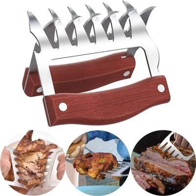 Bear Claws Stainless Steel BBQ Meat Shredder Claws with Wood