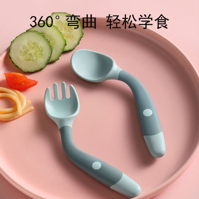 Children Learn To Eat Training Tableware Twist Fork Spoon 6