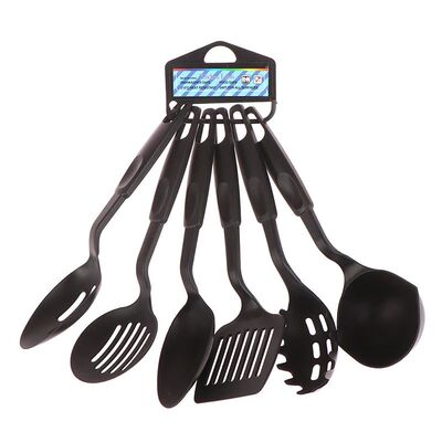 6Pcs Nylon Multifunction Black Shovel Spoon Soup Ladle Spatu