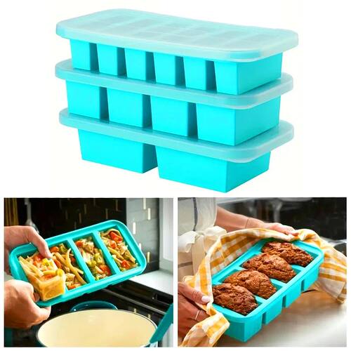 1PC 2/4/6Grid Silicone Freezer Mold with Lid Refrigerated Fo