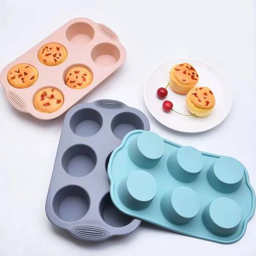 Silicone Cake Mold Pan 6 Cup Baking Tray Non-Stick Muffin Mo