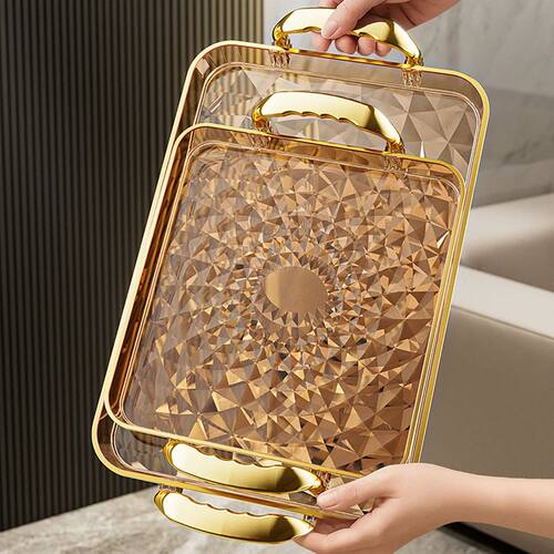 Light Clear Serving Tray Plastic Fruit Dessert Tray With Han