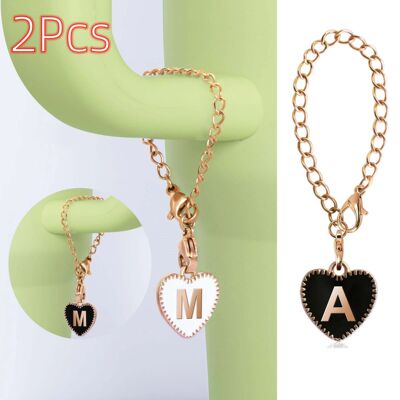 2PCS Letter Charm Accessories for Cup Heart Shape Al