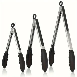 3 Size Available Heavy Duty Stainless Steel Kitchen Tongs wi