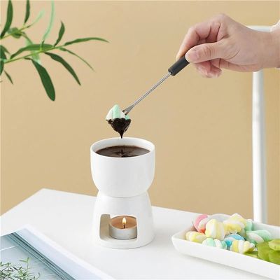 Ceramic Chocolate Fondue Pot Tea Light Porcelain Melting Pot