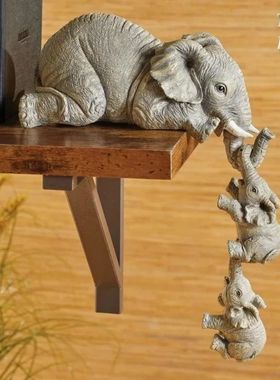 3 Pcs/set Cute Elephant Hug Baby Doll Resin Handicraft Decor
