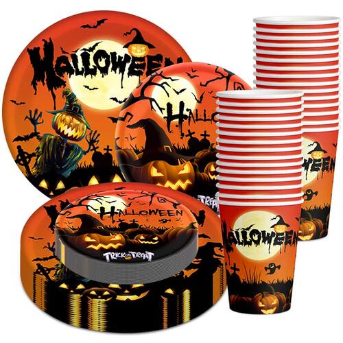 Houseeker 10pcs Halloween Disposable Tableware Sets Christma