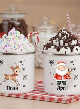 Personlized Reindeer with Name Mug Hot Cocoa Chocolate Mug D