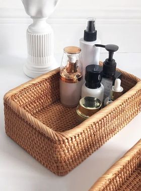 Hand-woven Rattan Wicker Basket Fruit Tea Snack Bread Basket