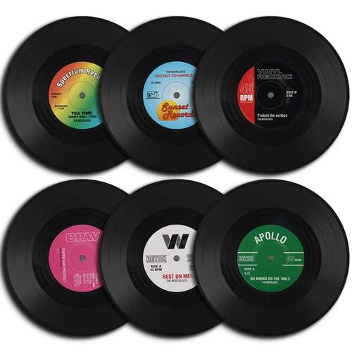 6pcs/Set Colorful Retro Vinyl Record Disk Coasters for Drink
