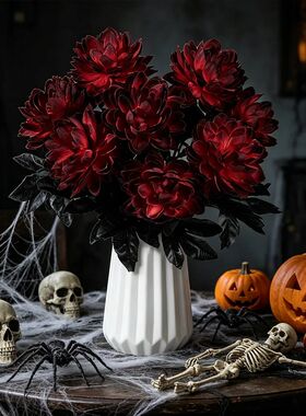 5/10Pcs Artificial Dahlia Flower Bouquet for Halloween Birth