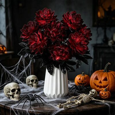 5/10Pcs Artificial Dahlia Flower Bouquet for Halloween Birth