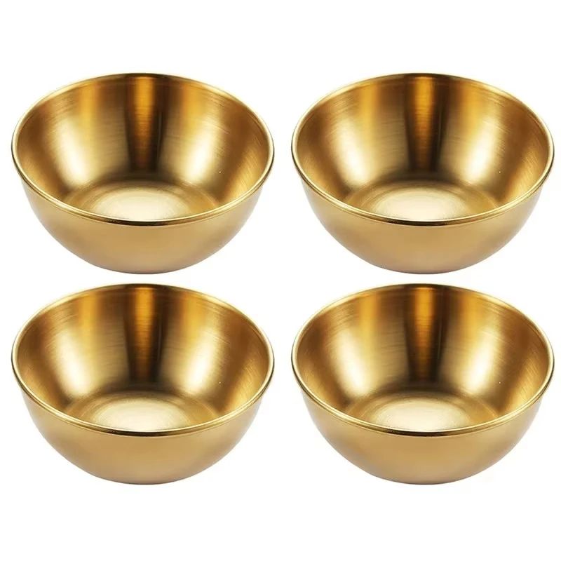 4pcs 2pcs Stainless Steel Golden Sauce Dishes Appetizer Seas