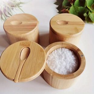 Salt Seasoning Jars Pepper Jar Bamboo Condiment Box Bowl Sto