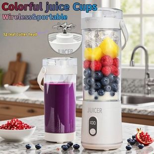 Portable Juicer Cup 600ML 12 Blades for Shakes Smoothies Rec
