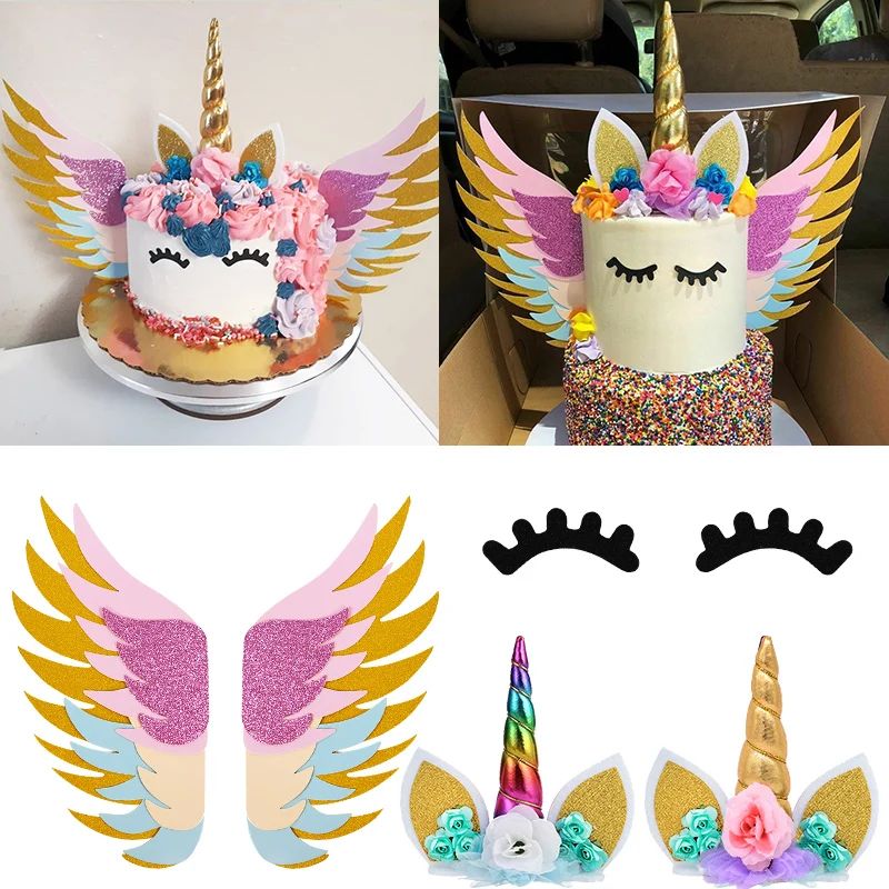 Rainbow Unicorn Cake Topper Kids Girl Birthday Party DIY Dec