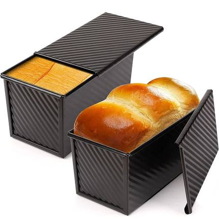 Pullman Loaf Pan with Lid 1 lb Non-Stick Bread Pan Carbon St